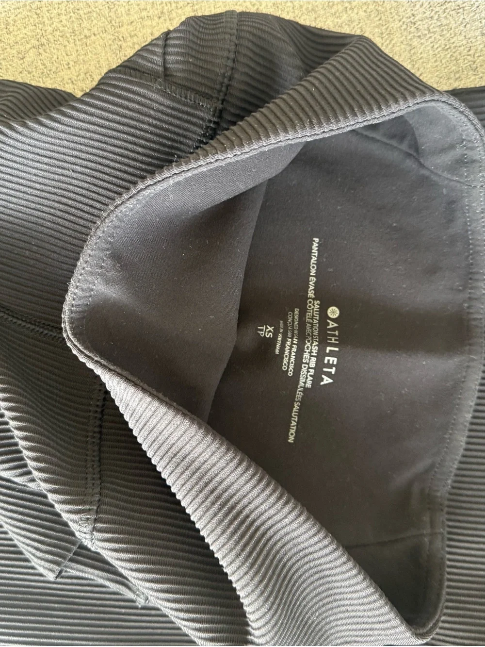 Athleta Ribbed Black Flare-Leg Pants